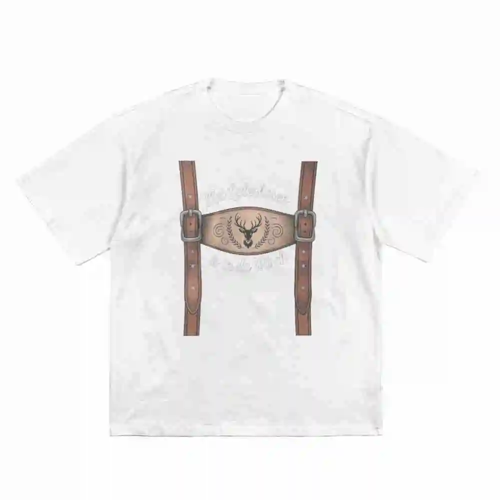 Lederhose Deer Costume October Short Sleeve Tee 100% Cotton T-Shirt