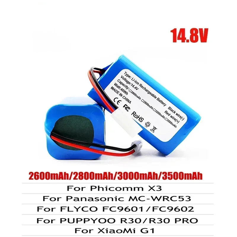 

H18650CH-4S1P 14.8V 3500mAh Li-ion Battery Pack,For XIAOMI MIJIA Mi Robot Vacuum-Mop Essential G1 MJSTG1，SKV4136GL R30 R35