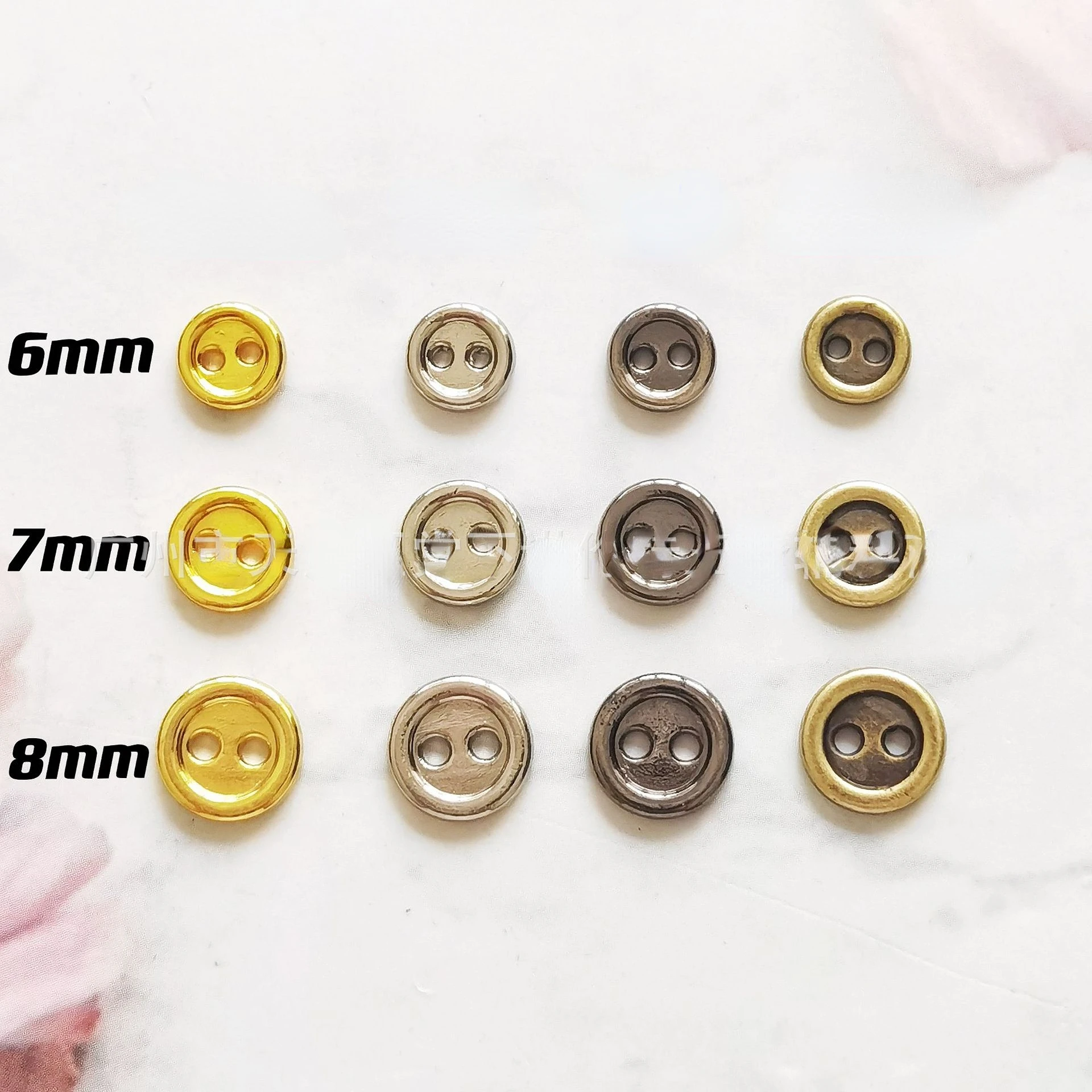 30Pcs 6/7/8mm Mini Metal Buttons for DIY Doll Clothes Round Buckles 2 Holes Button Scrapbooking Buttons Sewing Accessory