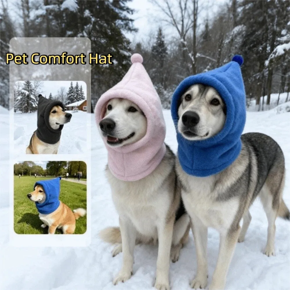 

Fleece Pet Transformation Hat High Neck Drawstring Adjustment Pet Ears Covers Comfortable Windproof Casual Pet Headgea Hiking