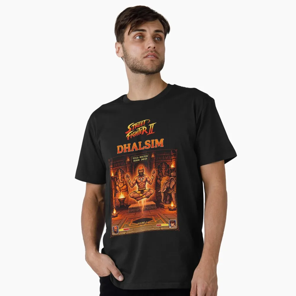

Dhalsim Pixel Art Street Fighter Retro Combat Gift t shirt Arcade game Graphic Tee 100% cotton print Y2K Clothes Large size Tops
