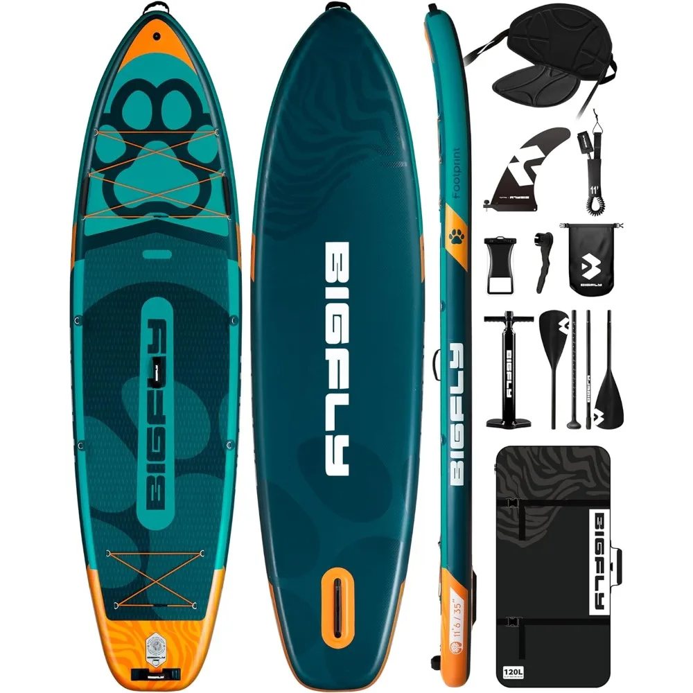 

11'6×35" Super Wide Inflatable Stand Up Paddle Board, Ultra Stable Wide SUP for 2+1 People/Family/Big Size,