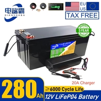 12V 24V LifePo4 battery pack with 160AH, 200AH, 280AH, 300AH, 320AH, suitable for RV camping, golf, boat sails with built-in BMS