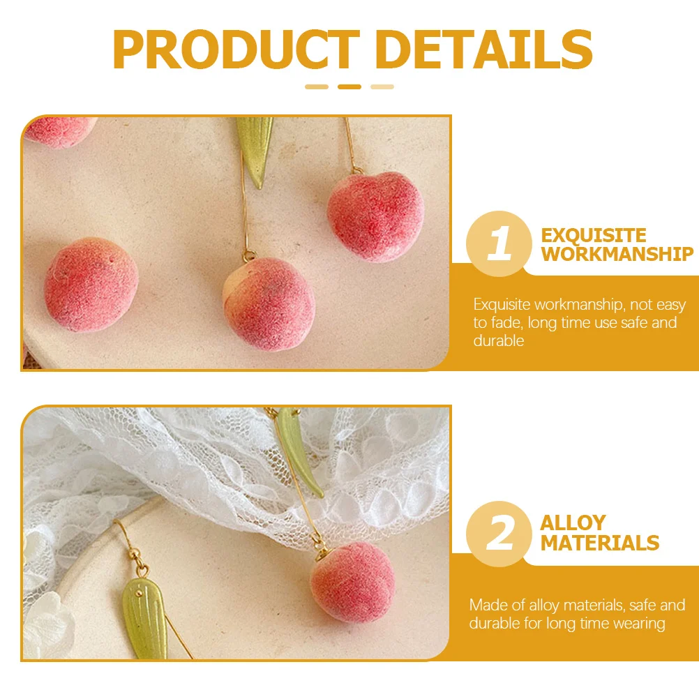 

1Pair Peach Earrings for Teen Girls Aesthetic Dangle Lightweight Durable Drop Earrings Fashionable Party Jewelry