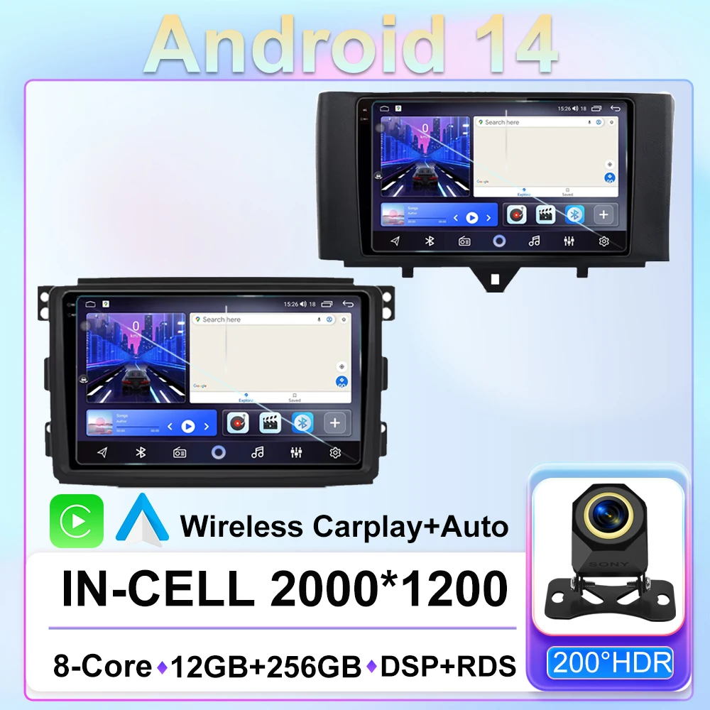 

Android 14 Car Multimedia Radio Video Player For Smart Fortwo 451 2005 - 2010 2010-2015 Multimedia Player Stereo GPS Navigation