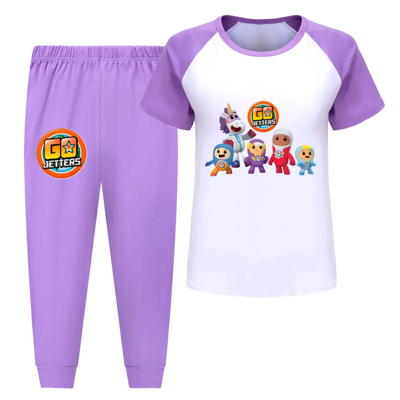 

Детские пижамы Go Jetters, повседневный пижамный комплект с героями мультфильмов, футболки с короткими рукавами для маленьких девочек, брюки, костюм из 2 предметов, детские комплекты, ночное белье для мальчиков