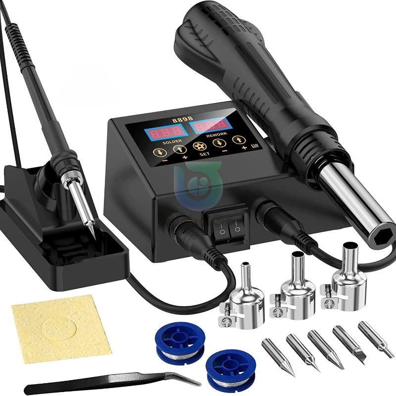 

8898 Soldering Station 2 In 1 Hot Air Soldering Iron LCD Digital Display Welding Station For BGA PCB IC Repair