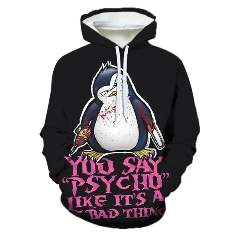 Autumn Psycho Penguin 3D Print Hoodies Men Women Fashion Casual Sweatshirts Oversized Hoodie Pullovers Tracksuit Clothing