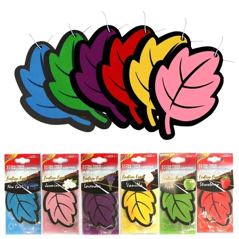 6PCS Car Air Freshener Natural Scented Tea Paper Auto Hanging Vanilla Perfume Fragrance Leaf Shape Car Accessories Interior