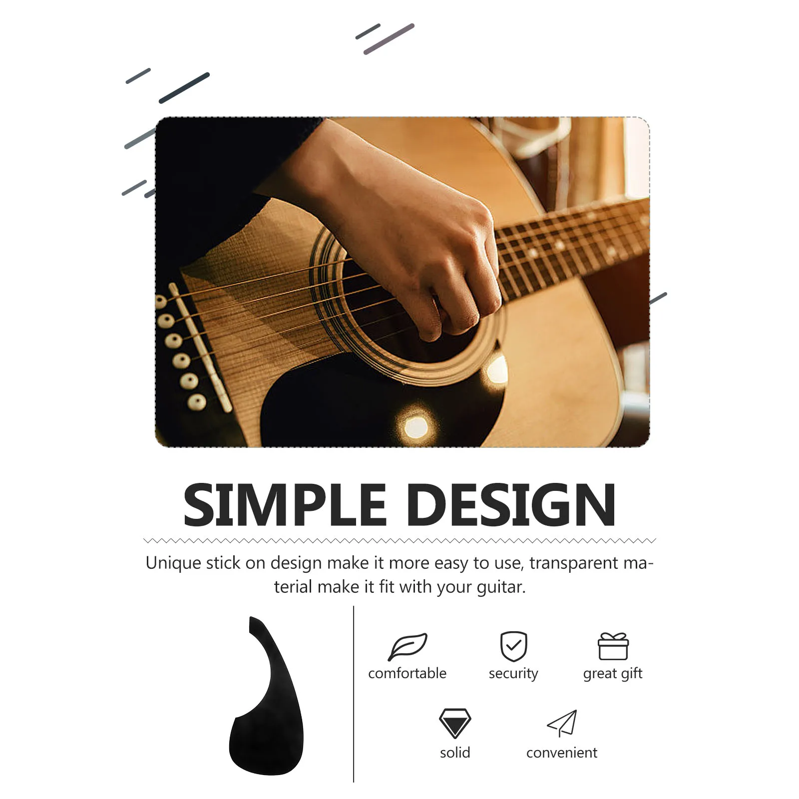 

1pc Guitar Pickguard Stickers Clear PET Material 40 41 Inches Scratch Resistant Acoustic Guitar Accessories Random Color