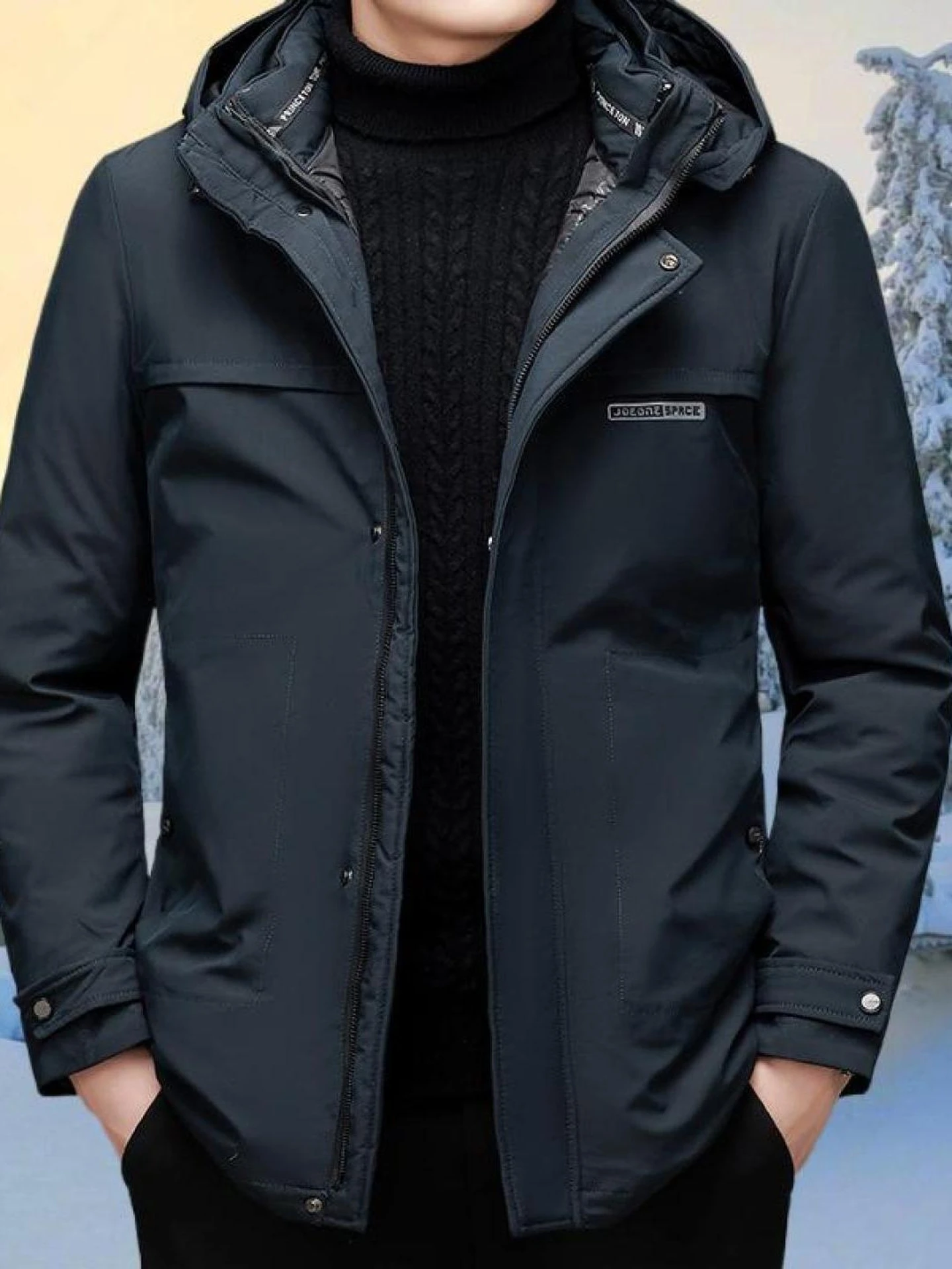 

Men's Cotton Jaet Hooded ort Warmth Middle-Aged And ly Faion Urban Sle Home Use Thiened Long Sve Zipper