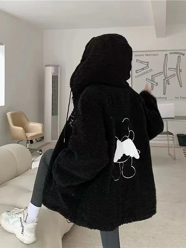 

Утепленная флисовая куртка из овечьей шерсти, милое хлопковое пальто для учащихся средних и старших классов, весенняя мода 2026, новинка