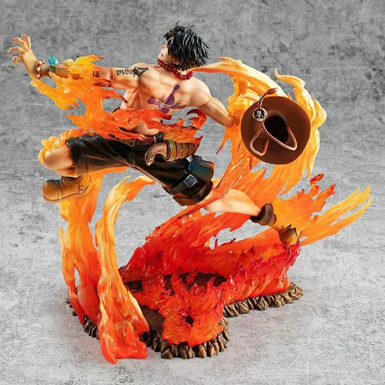 25cm One Piece Anime Figure Pop Fire Fist Portgas·d· Ace Battle Scene Pvc Action Figurine Collection Model Statue Toys Gifts