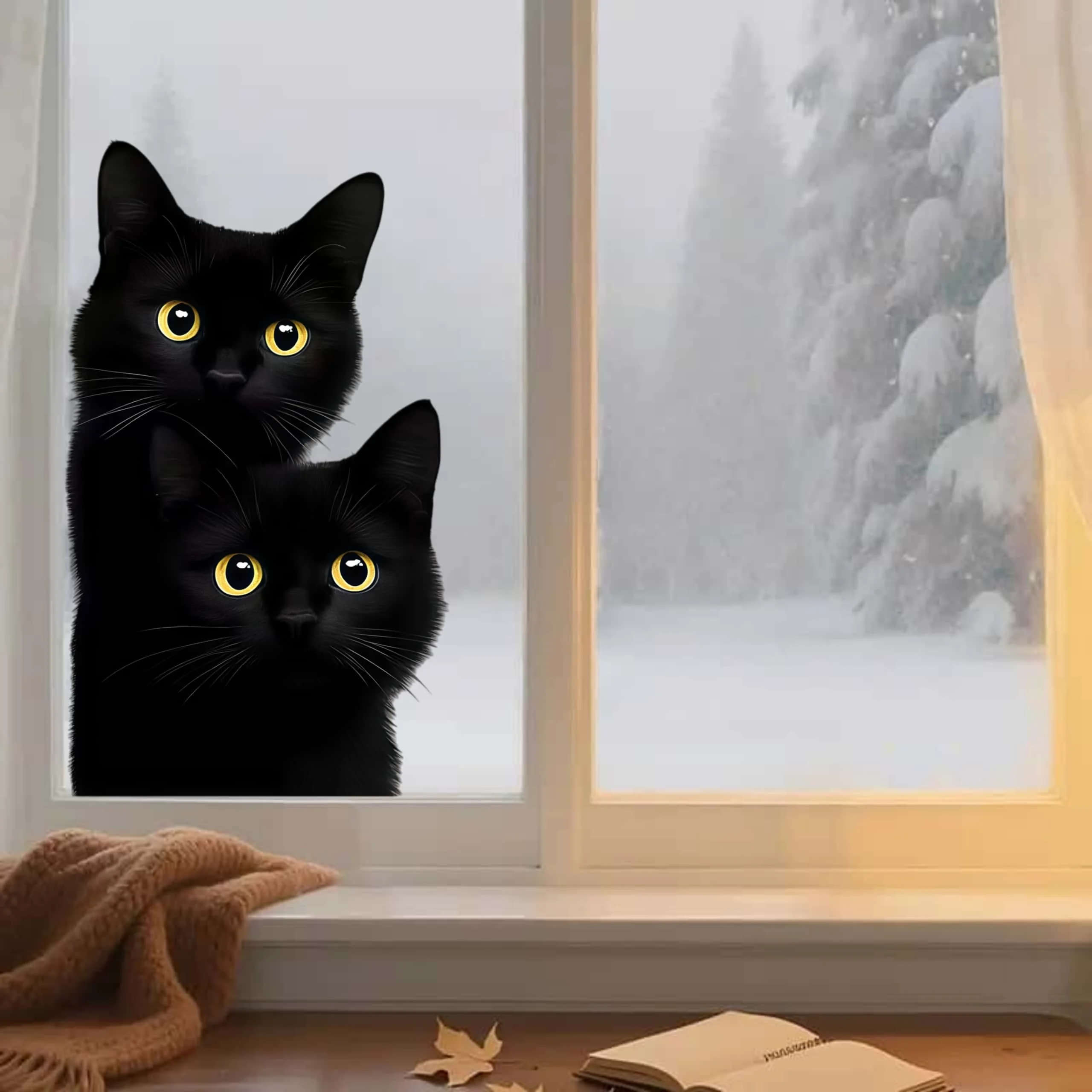 1 Blatt süße schwarze Katzen Tier dekorative Aufkleber PVC Glas Fenster statische Aufkleber Zimmer Einkaufszentrum Shop Dekoration Aufkleber