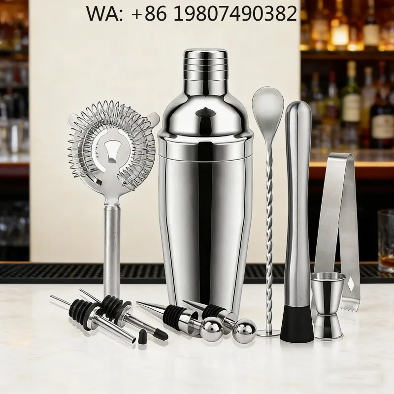 10Pcs Complete Stainless Steel Cocktail Shaker Bar Kit 750ml Full Mixology Tools For Professional Beginner Bartender  G