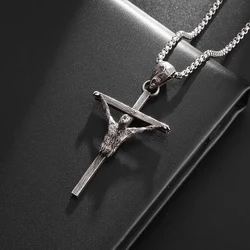 Vintage Classic Christian Jesus Cross Pendant Necklace for Men and Women Religious Catholic Prayer Amulet Jewelry