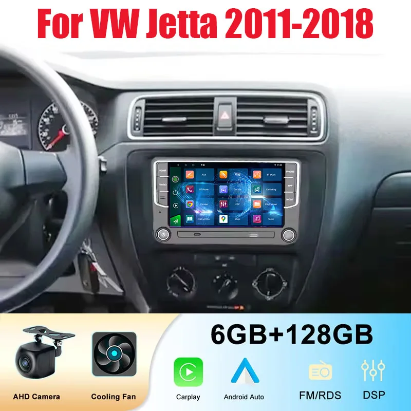 

7" Car Stereo Radio For VW Jetta 2011-2018 Wireless Apple Carplay Android Intelligent System GPS WIFI 6-128G BT Auto Head Unit