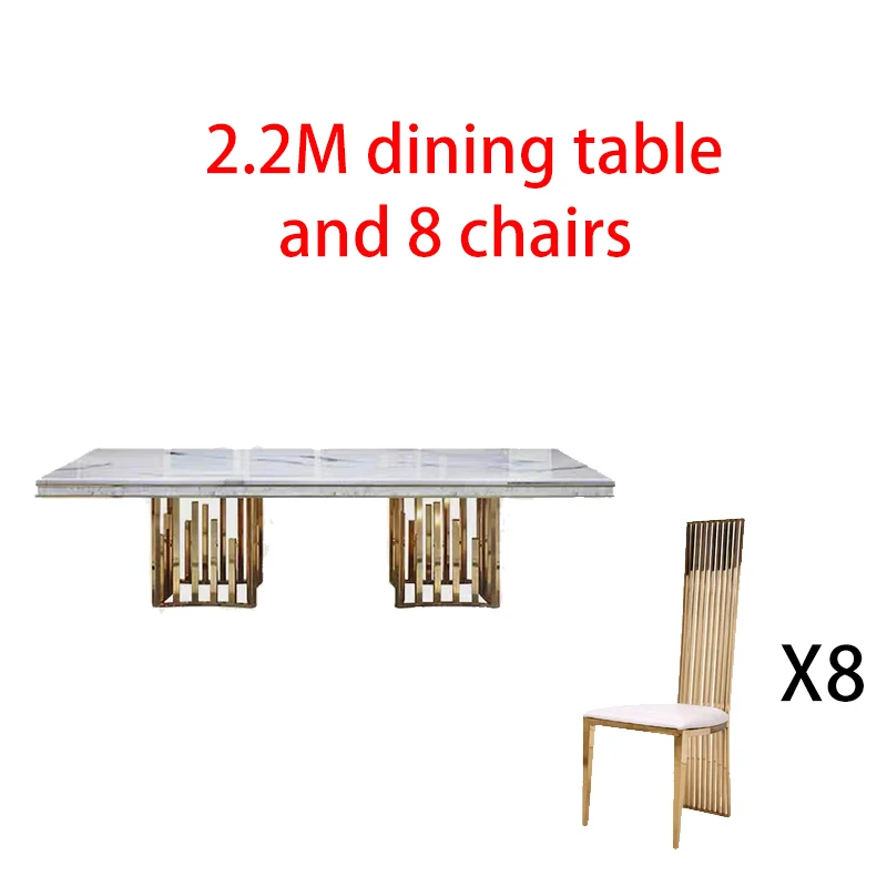 2.2m dining table and 8 dining chairs Marble table