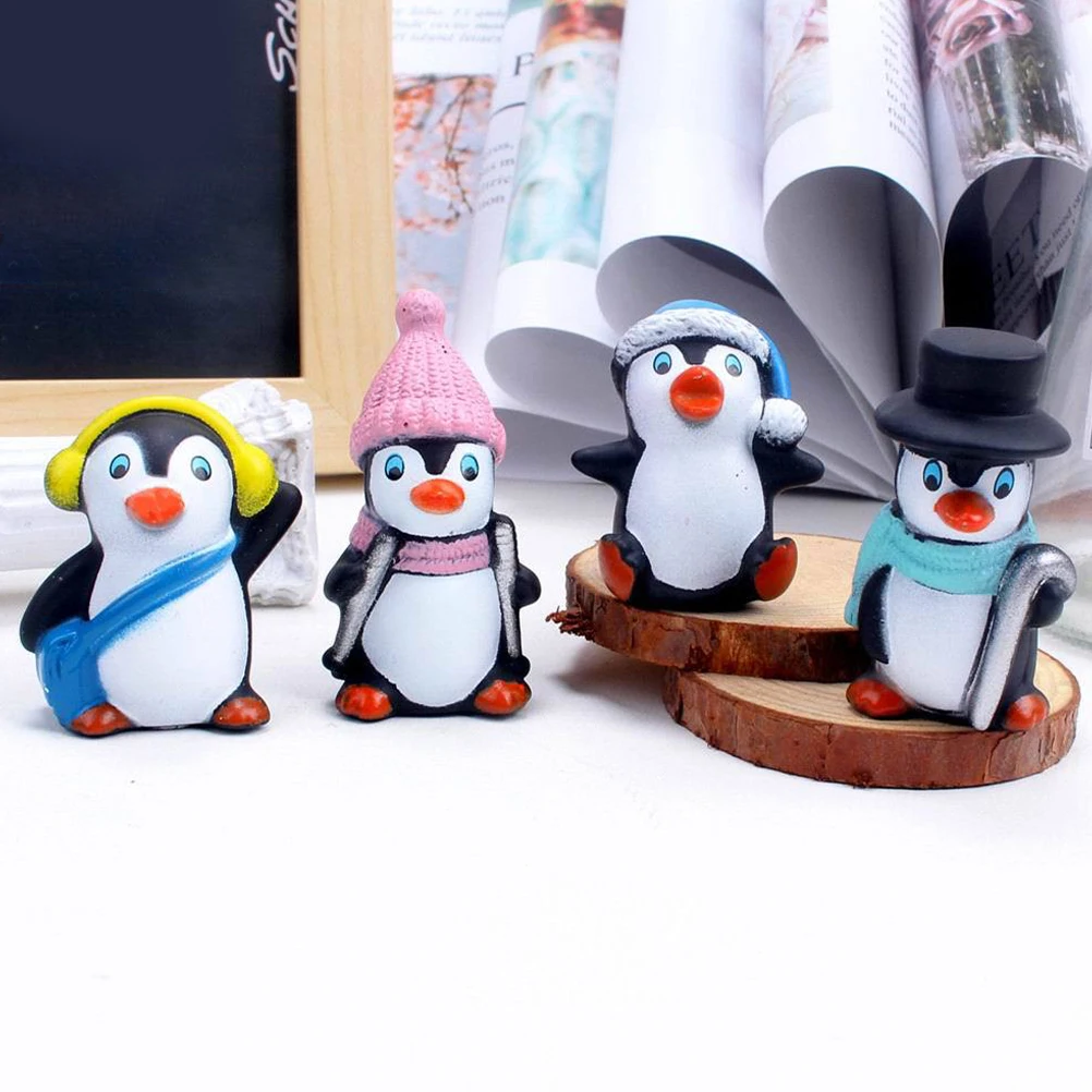 

12 Pcs Penguin Ornaments Vinyl Figure Miniature Small Statue Decorations for Cake Toy Room Photo Prop Christmas