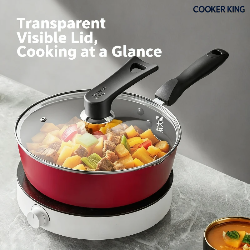 COOKER KING Haushaltstopfendeckel aus gehärtetem Glas, Dampfgarer, Wok, Küche, originelles Zubehör, stehbarer und sichtbarer Topfdeckel aus Glas