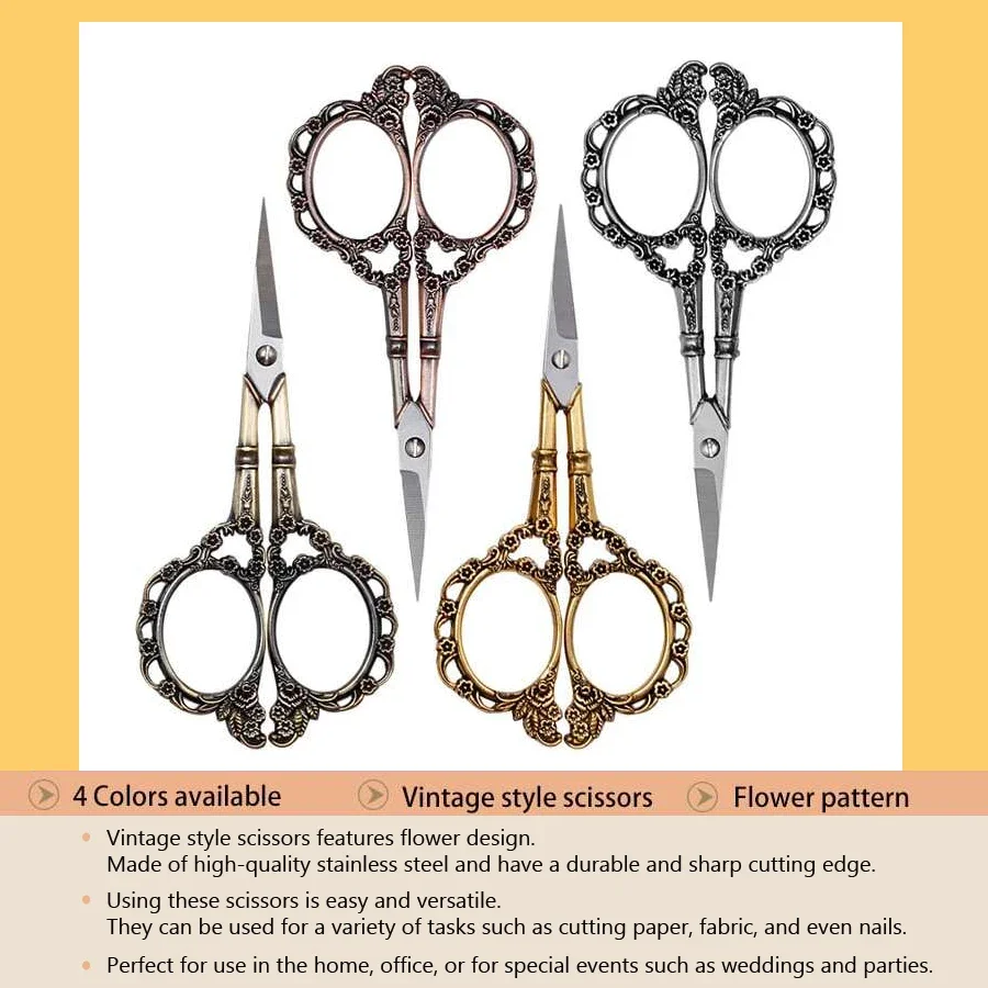 Classic Vintage Style Scissors for Nail Art, Sewing Thread, Fabric and Crafts at Home