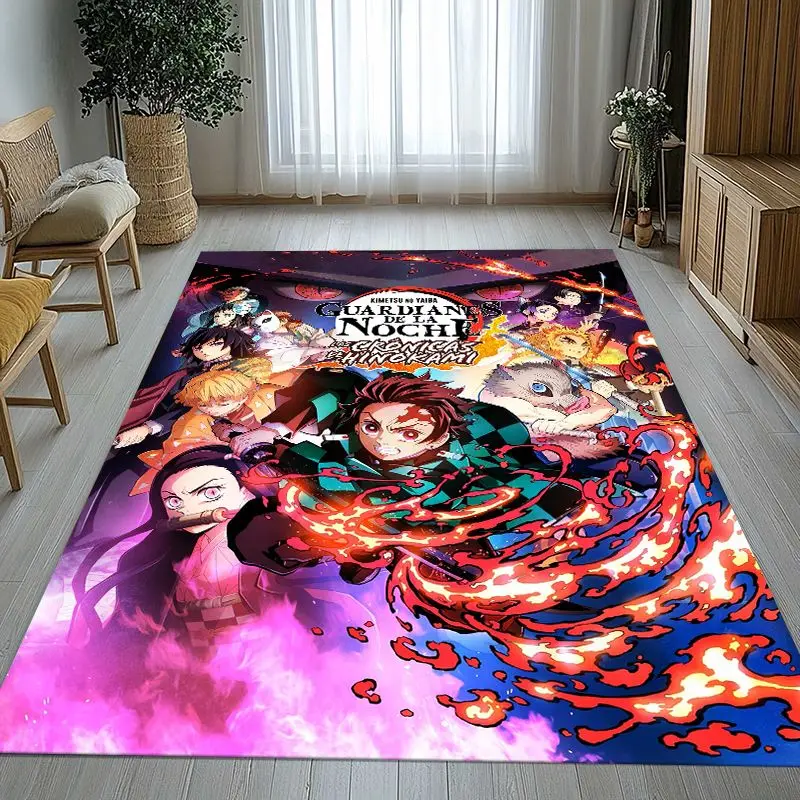 3D Demon Slayer Kimetsu no Yaiba Tanjiro Nezuko Anime Non-Slip Area Rug for Living Room,Bedroom Carpet Mat for Sofa,Home Decor