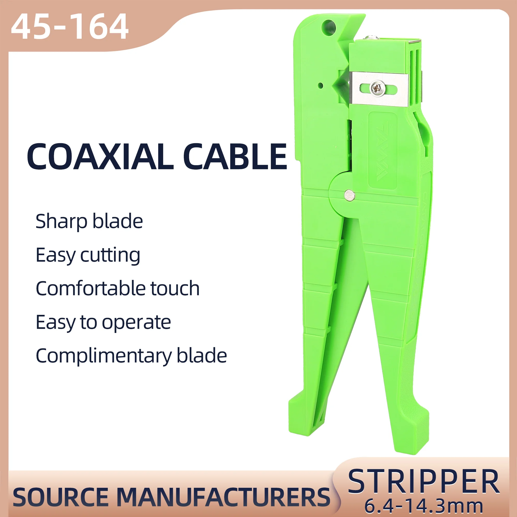 

1Pcs Fiber Optic Wire Stripper 45-164 Coaxial Cable Cable Slitter for Diameter 6.4-14.3mm（Green）