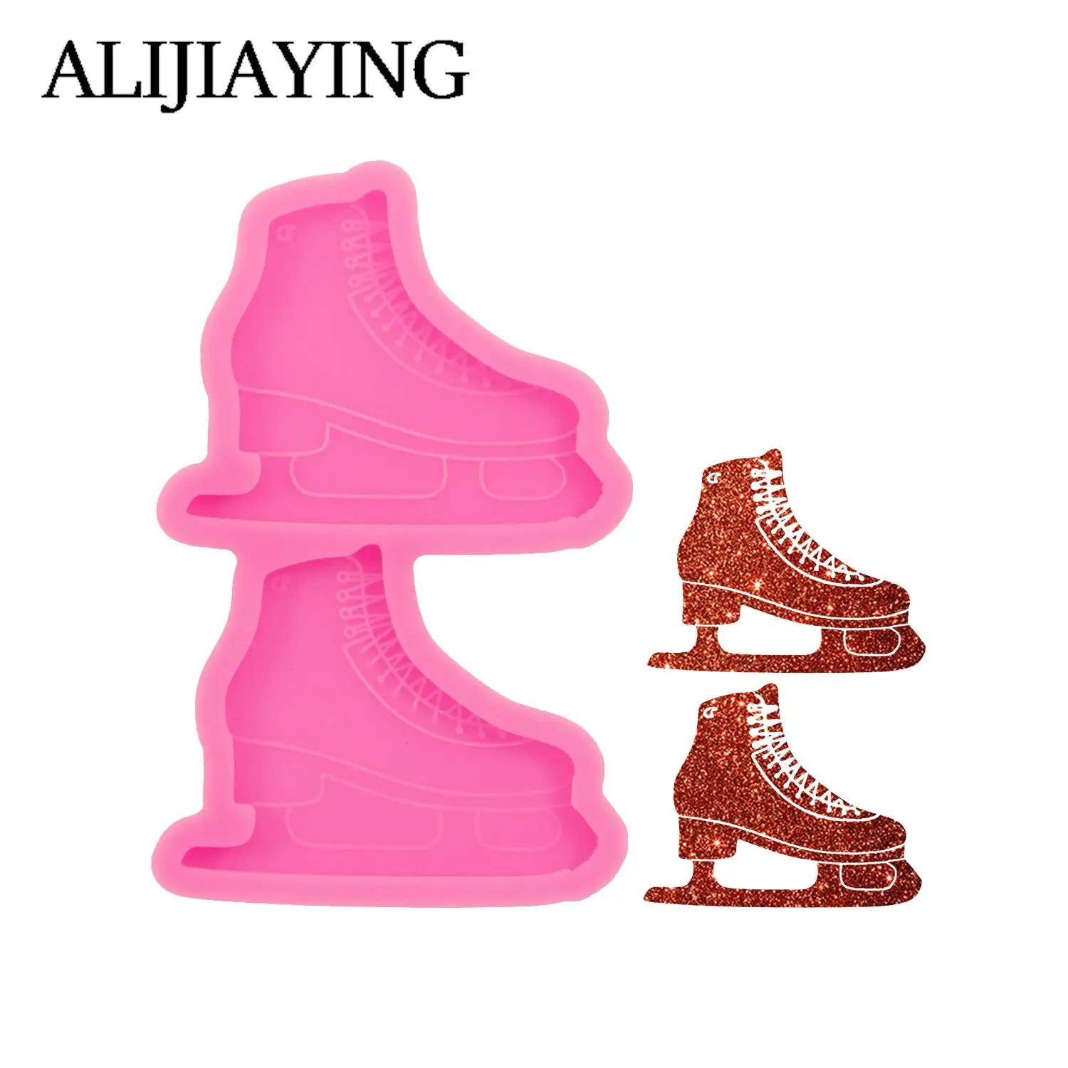 DY1033 Glossy Figure Skate Phone Grip Resin Mold for Badge Reel Epoxy, DIY Skating Shoes Crafts Molds Candy Chocolate for Cake