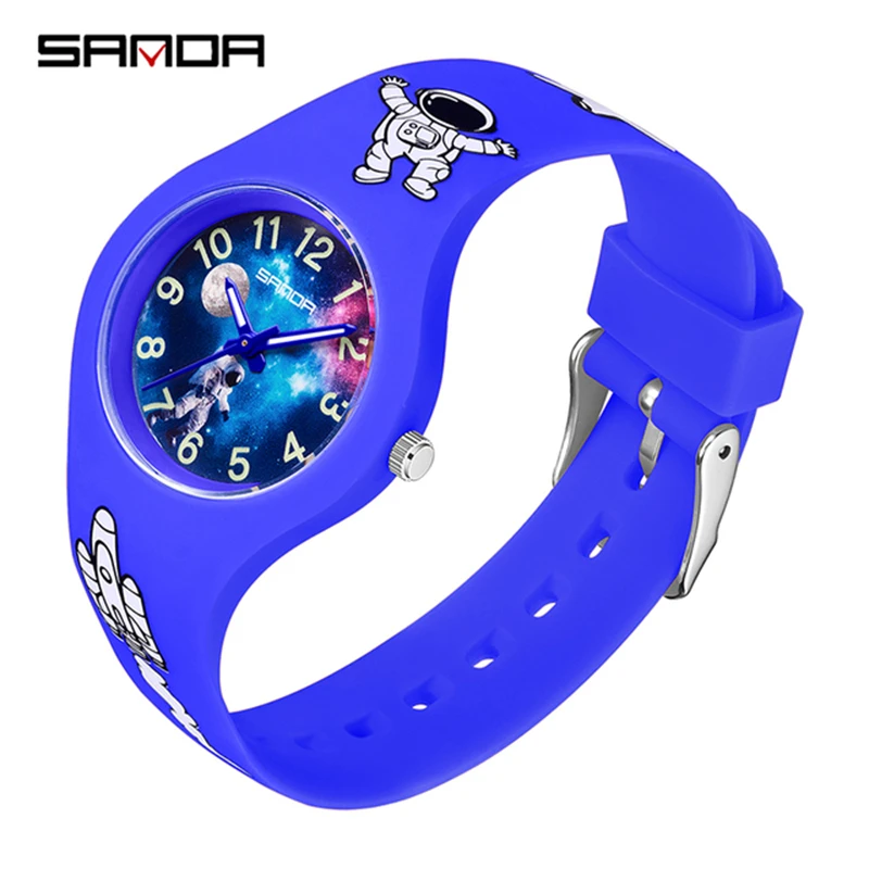 

Fashion Sanda Top Brand 6098 Simple Silicone Fluorescent Outdoor Waterproof New Children Watches Starry Sky Student Wristwatches