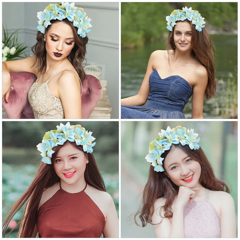قطعتان من عصابات الرأس على شكل زهرة صناعية، عصابة رأس على شكل زهور، إكسسوارات للشعر على الطراز العتيق للنساء وحفلات الزفاف والمهرجانات #3