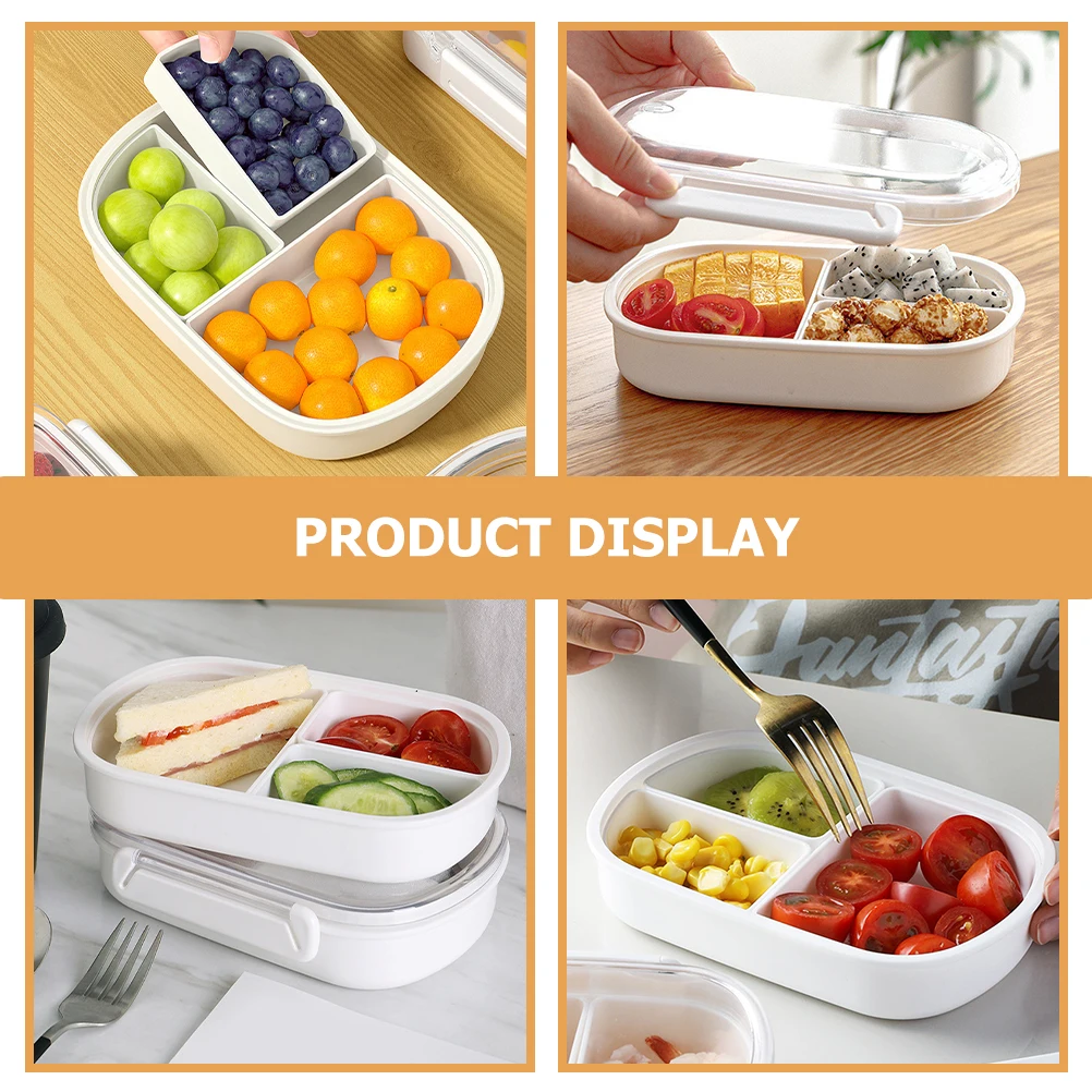 

490ML Food Grade Transparent Multi Compartment Sealed for Office Picnic Camping Travel Portable Plastic Fruit