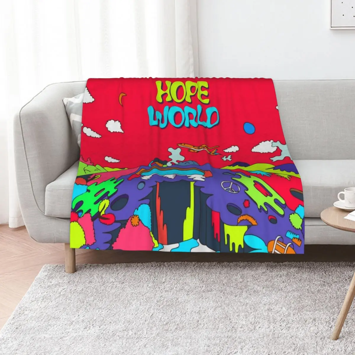 

Hope World Lollapalooza Festival Album Cover HQ Festival Jack in the Box MORE Concept Photos Teaser Blue Pink Flow Throw Blanket