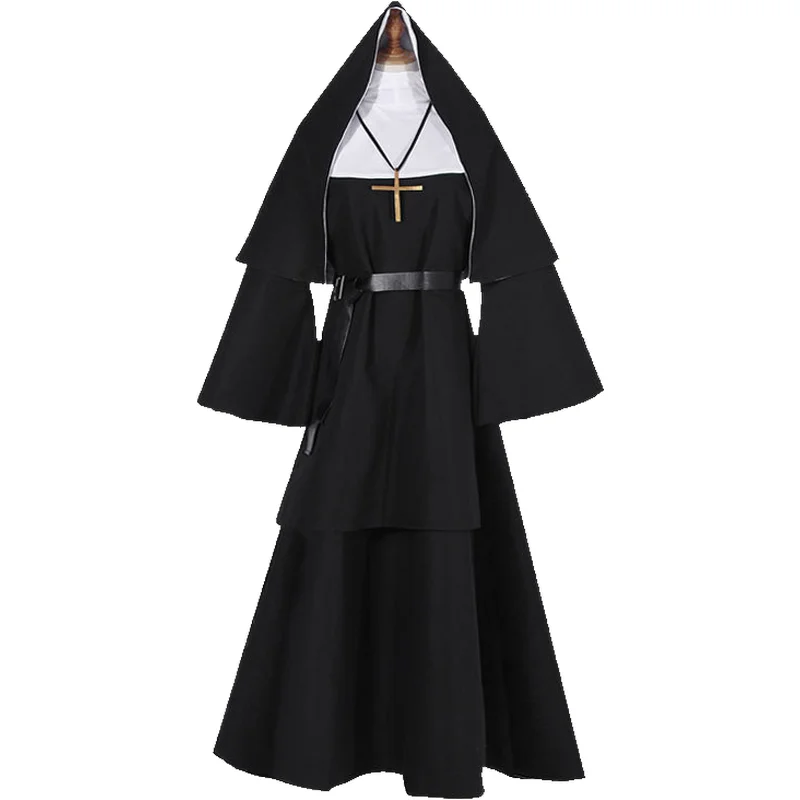 Freira cosplay traje loween feminino sacerdote outfit thenun faionable palco desempenho tradicional chinês étnico dr