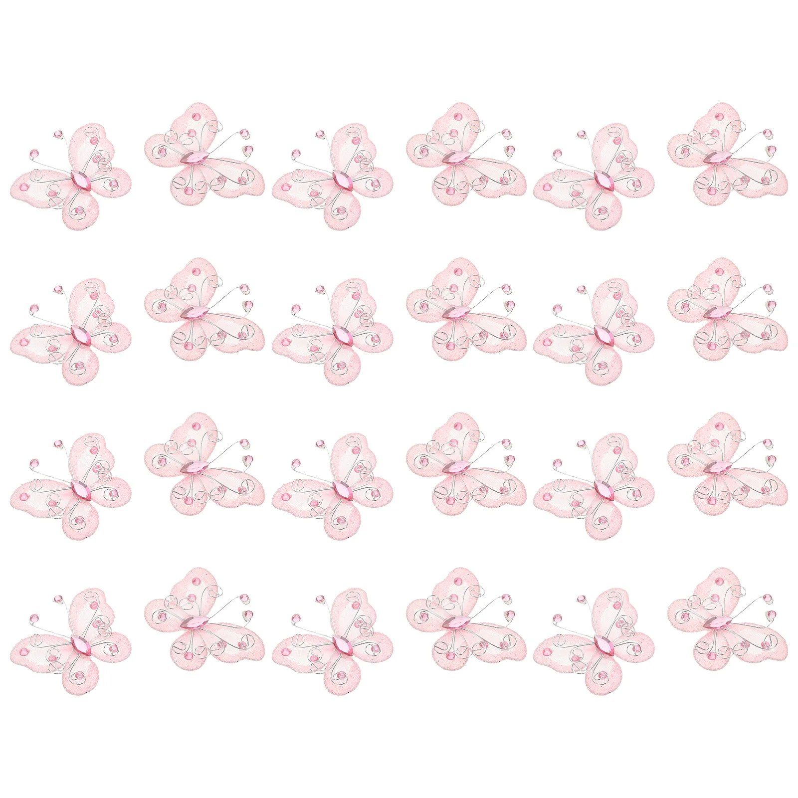 

24Pcs Realistic Butterfly Decoration Artificial Silk Mesh Rhinestone Hairpins Wedding Party Accessories Butterfly Decorations