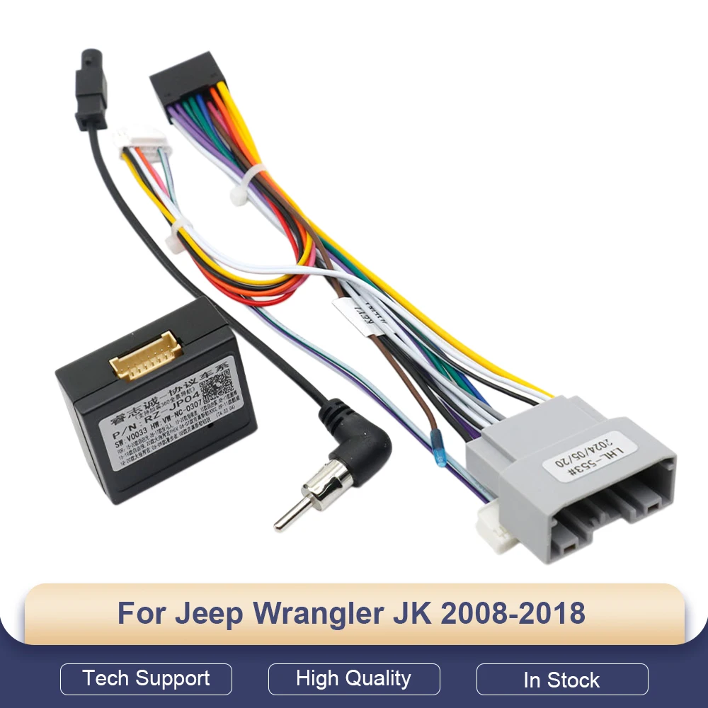 Aftermarket DVD Radio Player Stereo for Jeep Wrangler JK 2008-2018 with 16pin Android Wiring Harness And Canbus Car Installation