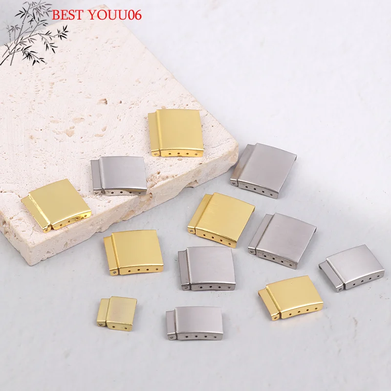 (YOUU06)1Pc Silvery/Golden 12-22MM Steel Watch Band Bracelet Extender Clasp Extension With Step Strap Accessory For Watch Repair
