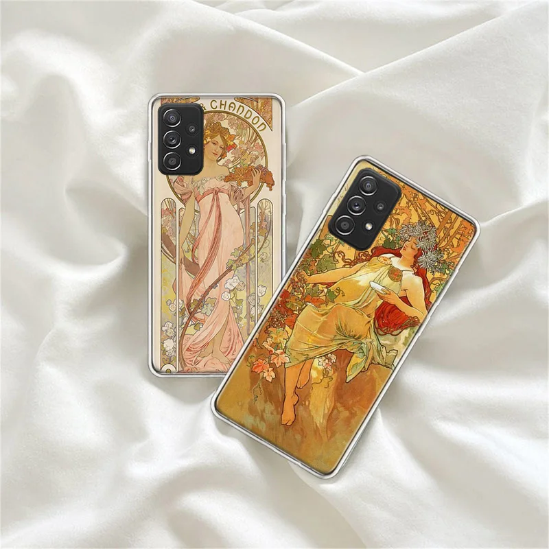 Alfons Mucha Primavera Phone Case For Galaxy A54 A34 A24 A14 A10 A10S A20 A20E A30 A40 A50S A70S Samsung A71 A51 A41 A31 A21 A21