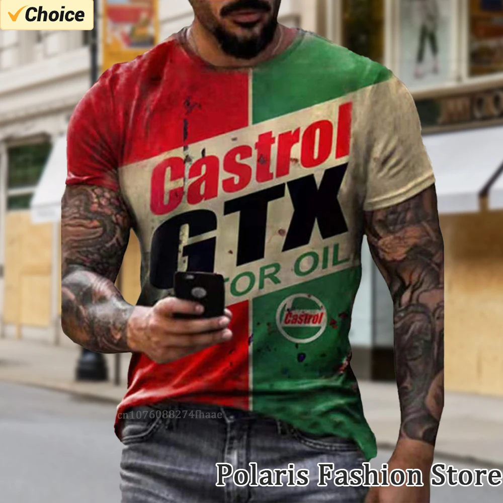 Racing Castrol T Shirt Men Vintage Motorcycle Tee Shirt Summer Short Sleeve Tshirts Clothes Casual Streetwear Hombre Camisete