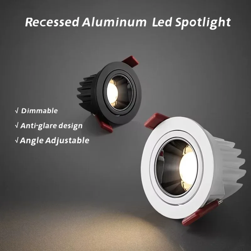 

Aluminum Spot Led Downlight Recessed Ceiling Lamp Dimmable 9W12W18W Angle Adjustable AC110V 220V Home Office Stores