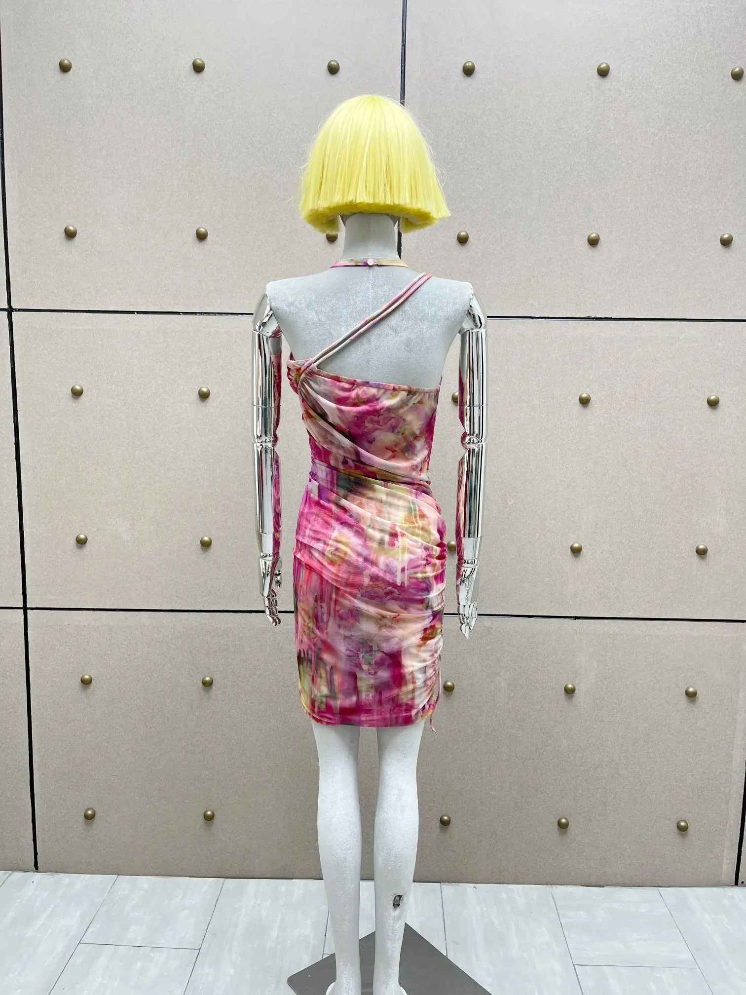 2026 double-layer printed pleated dress