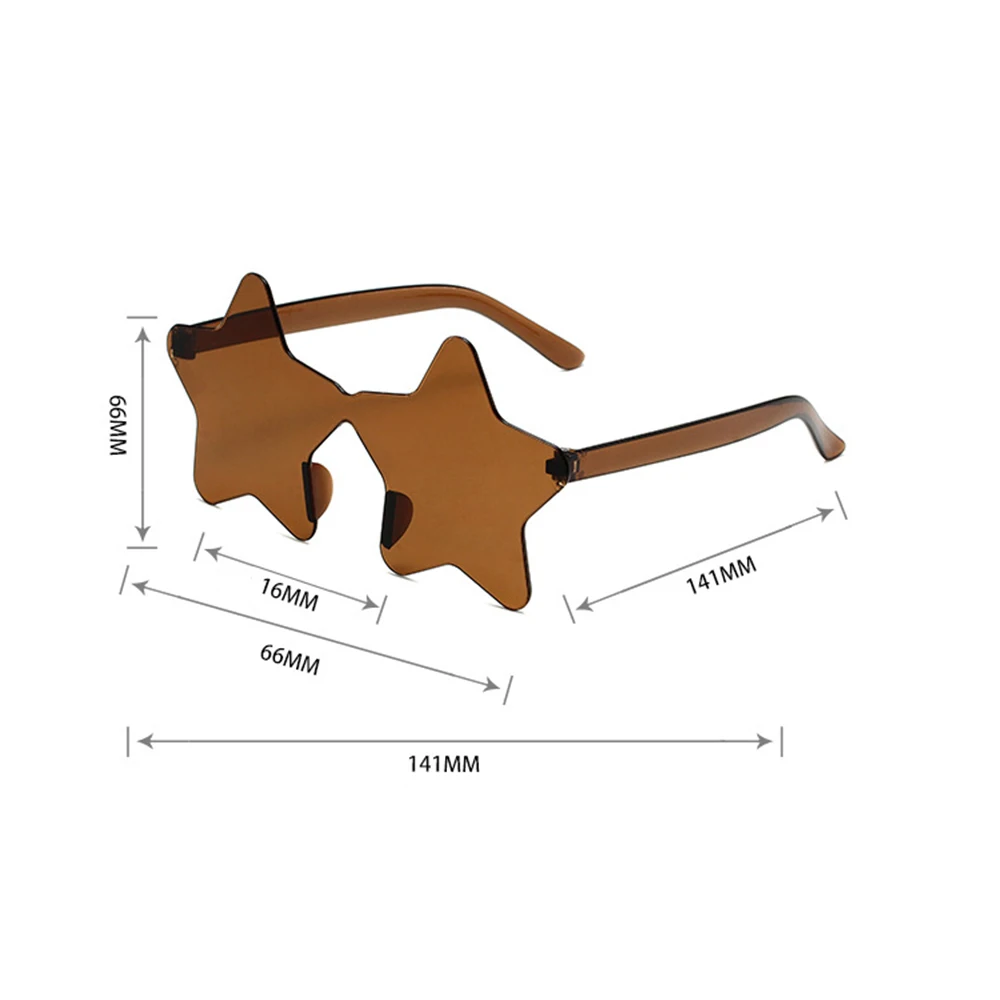 프레임리스 별 모양 솔리드 컬러 안경 1 개, 코스프레 안경, 멋진 디스코 안경, 여성, 남성 패션 오각형 선글라스