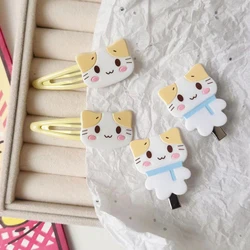 2PCS Cartoon Fluffy Fuwa Nyanko Cat Hair Clip Kawaii Hairpin Sweet BB Clips Barrettes Cute Animal Duckbill Clip Hair Accessories