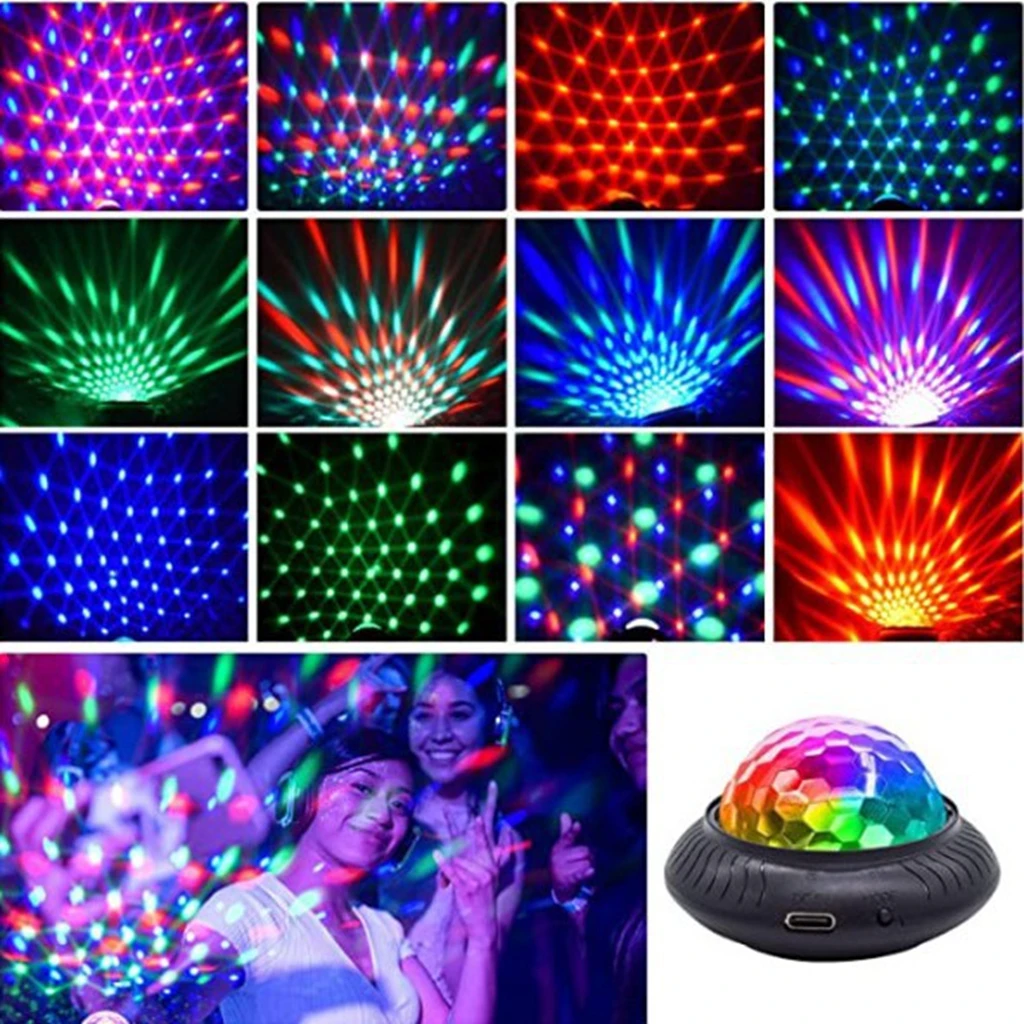 Boule magique Disco Rechargeable, éclairage de scène, atmosphère rotative colorée, Flash, changement de couleur, Projection, veilleuse