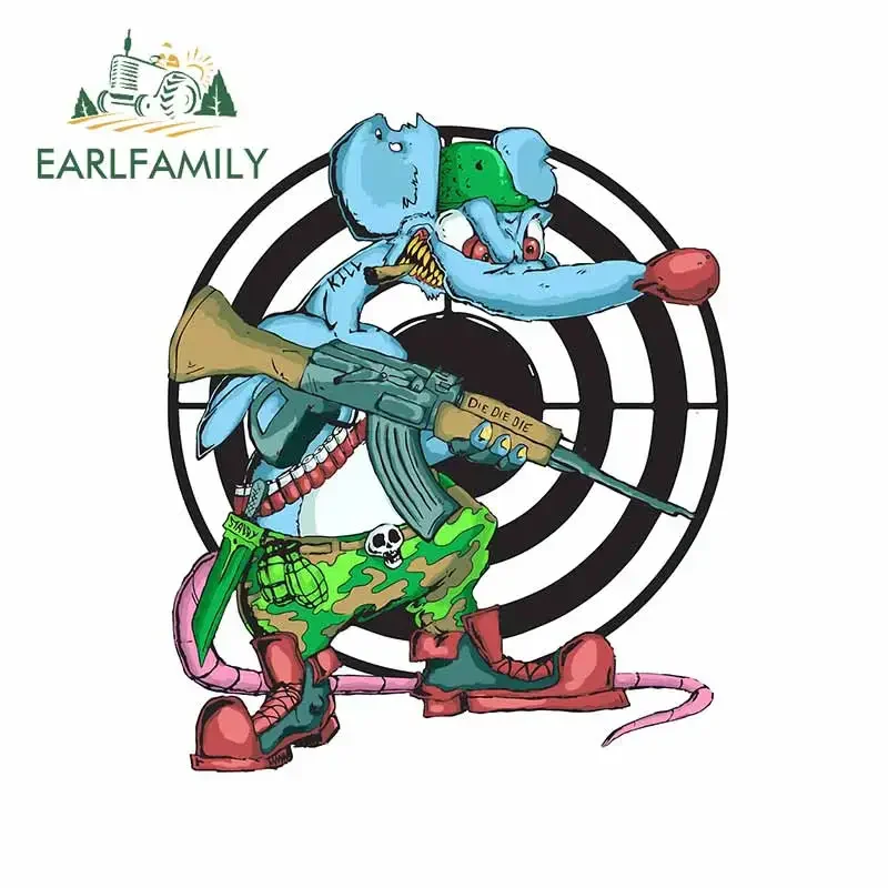 EARLFAMILY 13cm x 11.2cm Battle Rat Car Stickers Funny Target Center Vinyl Auto Cartoon Decal Fashion Car Door Protector Decor