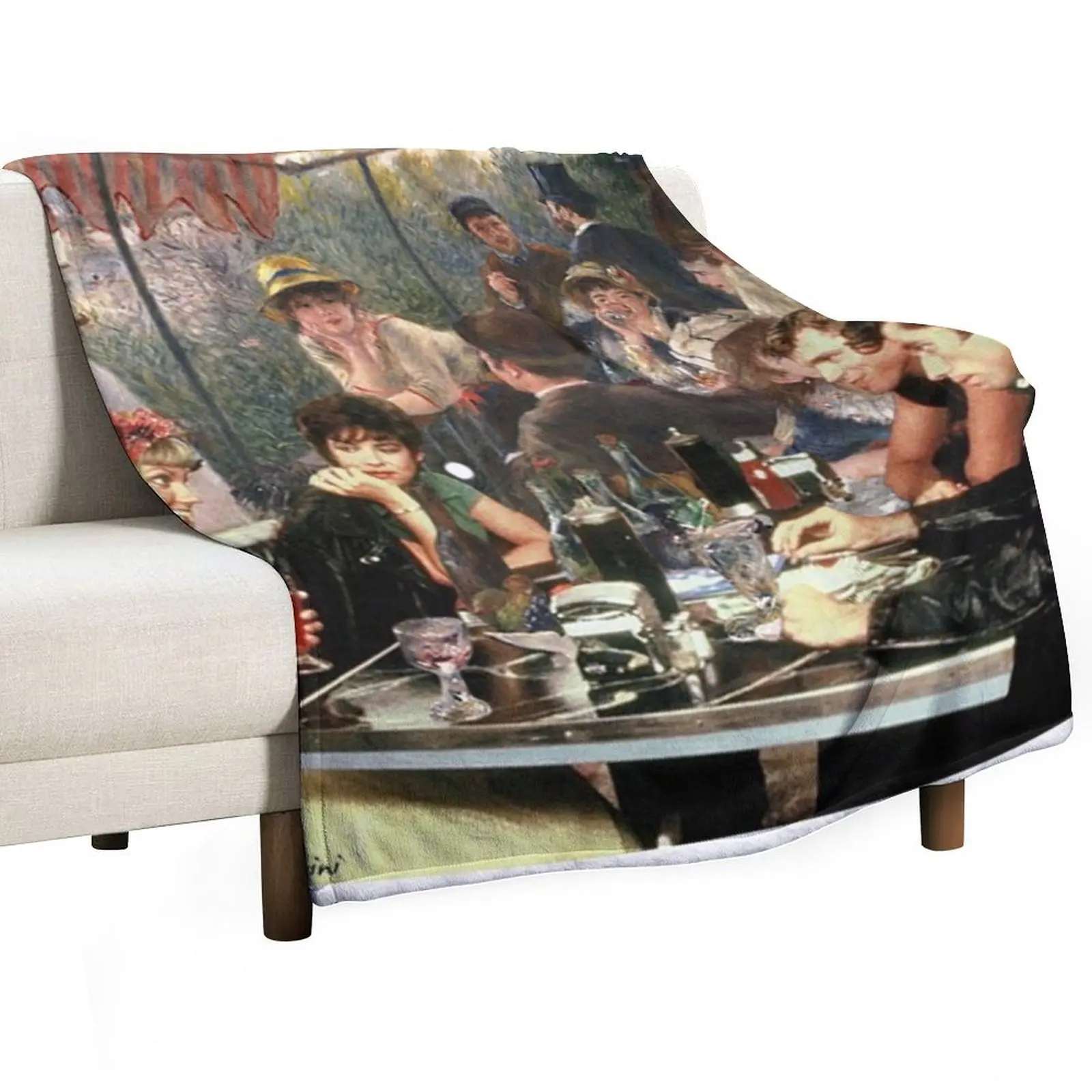 Renoir's Luncheon of the Boating Party & Grease Throw Blanket Flannel Loose Bed linens Blankets