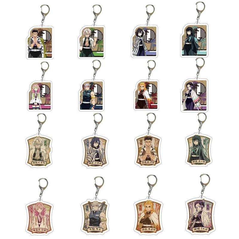 Acrylic Key Chains Anime Peripherals Jewelry Tanjirou Nezuko Shinobu Kyoujurou Zenitsu Inosuke Giyuu Cosplay Costumes DIY Props