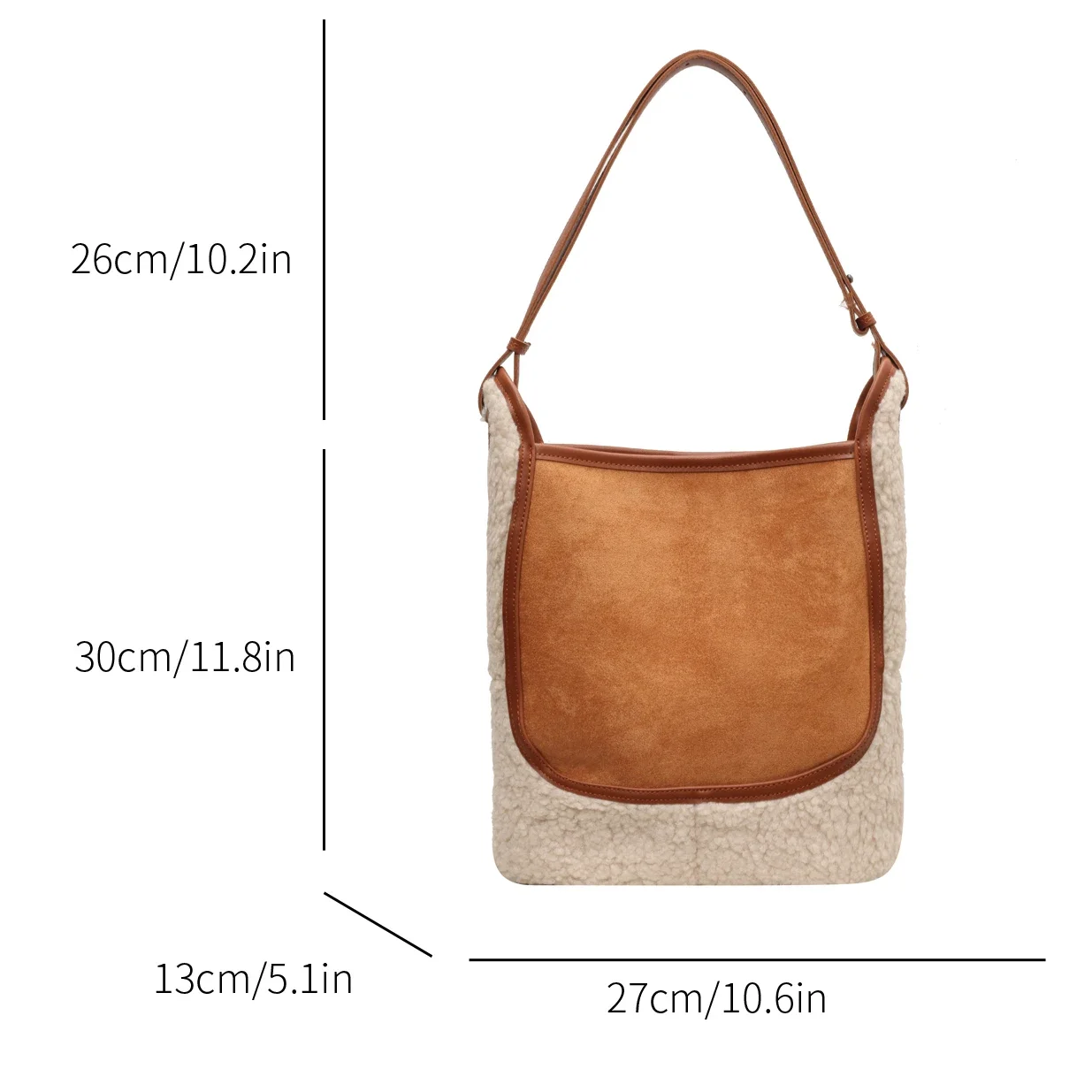 Trendy Brand Designer Lamb Wool Shoulder Bag Bucket Women Handbags And Purse 2023 Winter New Lady\'s Suede Leather Messenger Bag