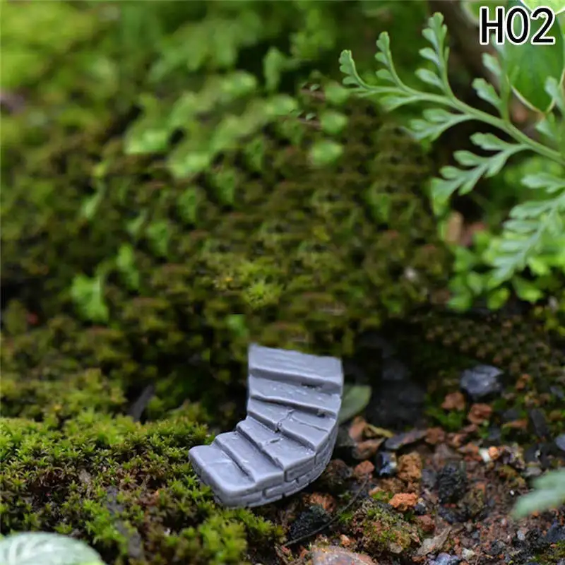 1 Pcs Cute Miniature Craft Gray Stone Steps Stair Micro Landscapes Mini Fairy Garden Moss Ecological Bottle DIY Ornaments