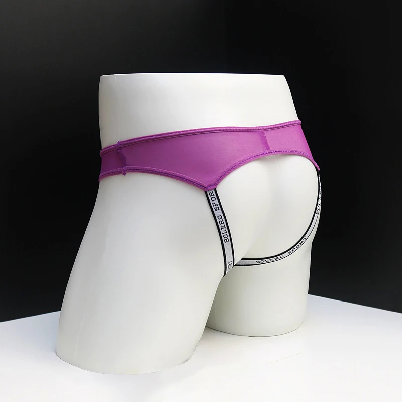 

Hot Elastic Hip Lifting Men's Double Thong U Convex Transparent Underwear Sexy Gay Lingerie Jockstraps Crotchless Panties T Back