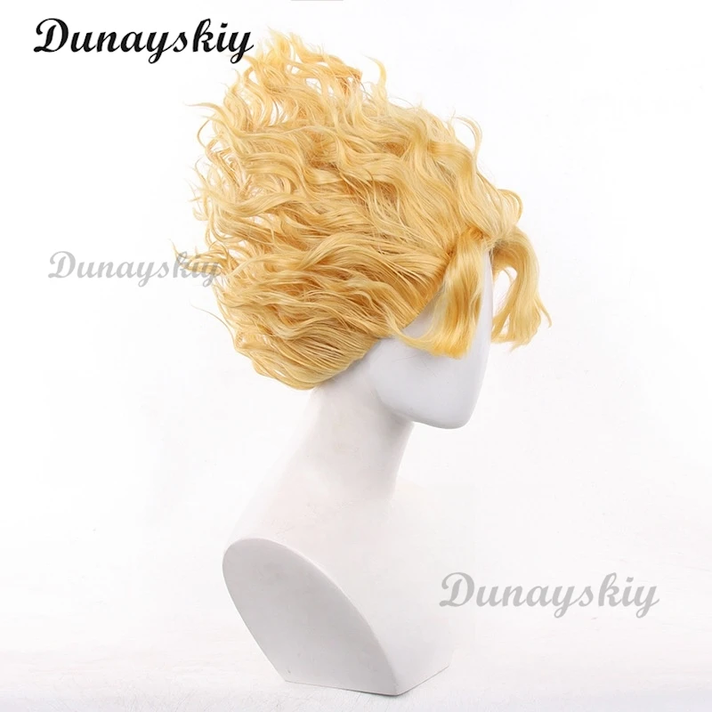 ألمع ستار شعر مستعار تأثيري الهوية VHullabaloo مايك مورتون شقراء مجعد الشعر ألياف مقاومة للحرارة الشعر + غطاء شعر مستعار مجاني اتفاقية